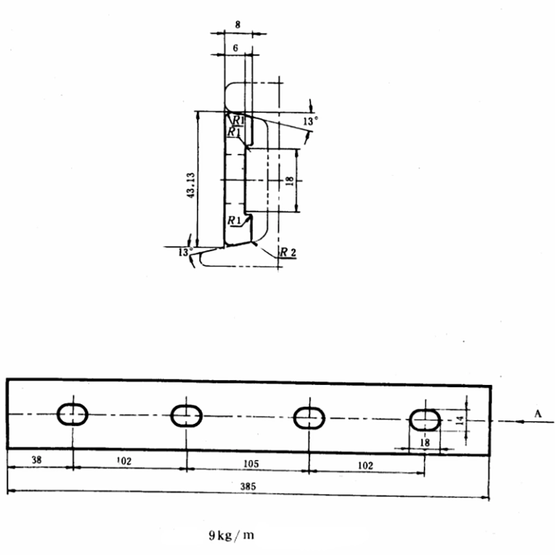 9kg rail fish plates drawing